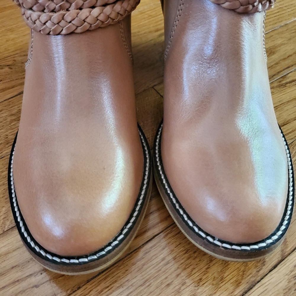 Leather Dingo Slouch Braided Strap Ankle Boots ☆ - Picture 7 of 13